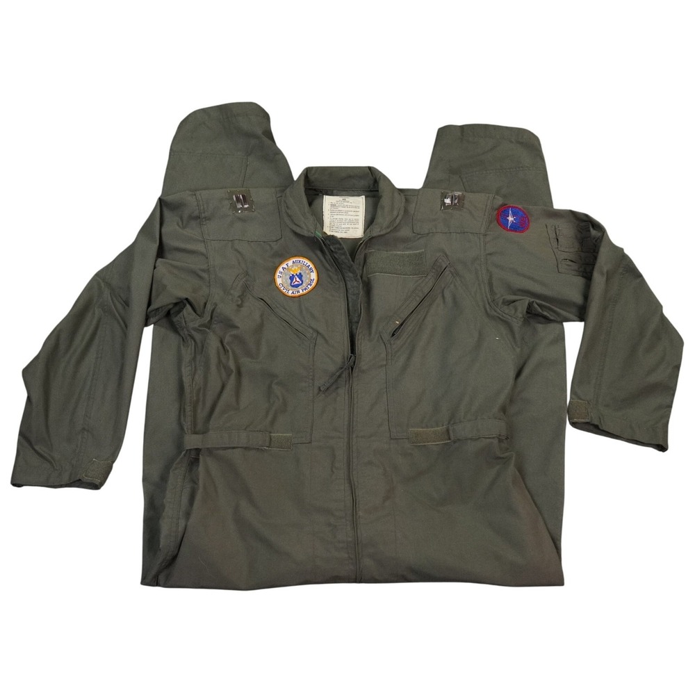 VTG USAF Coveralls Flyers Summer FR 46L Captain Bars CAP Patches‎ Flight Suit